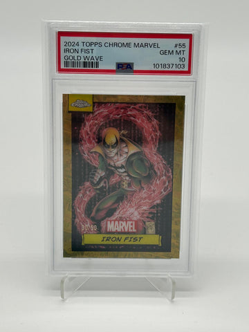 2024 Topps Chrome Marvel Iron Fist Gold Wave /50 PSA 10