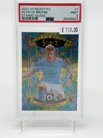 2022-23 Panini Select Kevin De Bruyne Stained Glass PSA 9