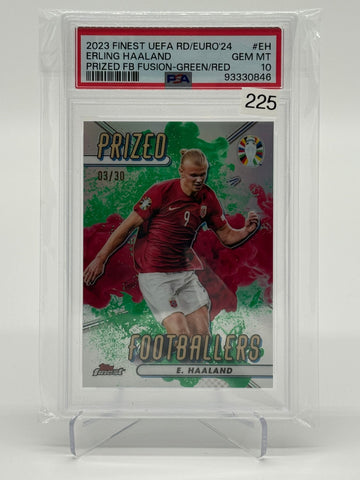 2023 Topps Finest UEFA Road to EURO ´24 - Erling Haaland Prized Footballers /30 PSA 10