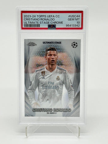 2023-24 Topps UEFA CC Cristiano Ronaldo Ultimate Stage Chrome PSA 10