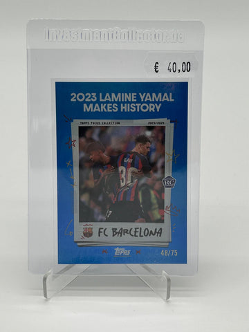 2023-24 Topps FC Barcelona Focus Lamine Yamal Makes History /75