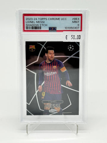 2023-24 Topps Chrome UCC Lionel Messi Shadow Etch PSA 9