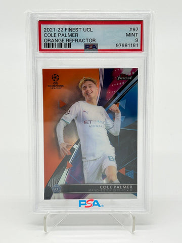 2021-22 Topps Finest UCL Cole Palmer RC Orange Refractor /25 PSA 9