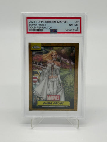 2024 Topps Chrome Marvel Emma Frost Gold Refractor /50 PSA 8