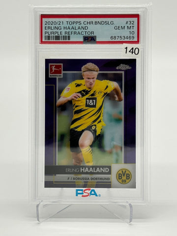 2020/21 Topps Chrome Bundesliga Erling Haaland Purple Refractor /299 PSA 10