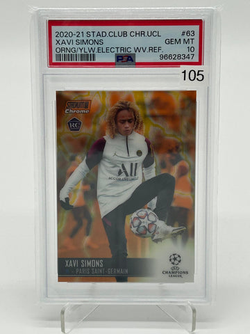 2020-21 Topps Stadium Club Chrome UCL Xavi Simmons RC Orange Yellow Electric #63 PSA 10