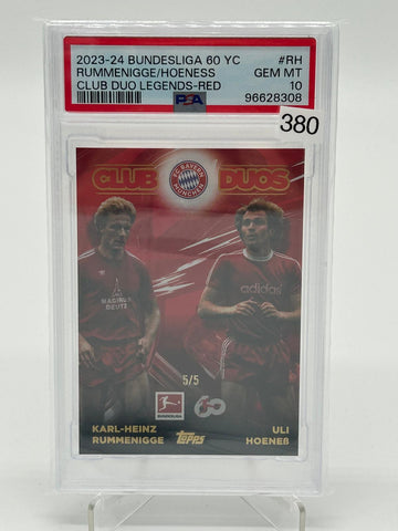 2023-24 Topps Bundesliga 60 Years Celebration Rummenigge / Hoeness Club Duo Legends-Red #RH PSA 10