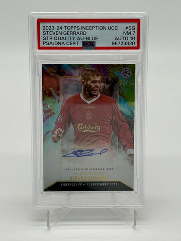 2023-24 Topps Inception UCC Steven Gerrard /49 PSA 7 Auto 10