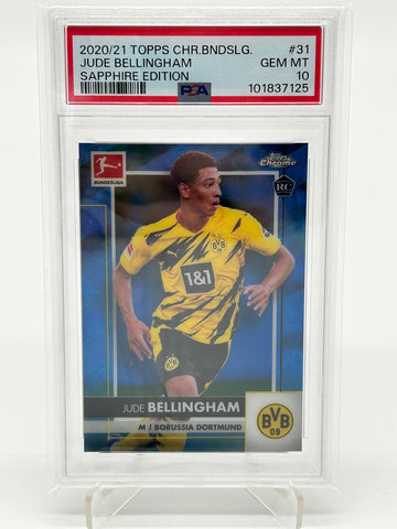 2020-21 Topps Chrome Bundesliga Jude Bellingham RC Sapphire Edition PSA 10